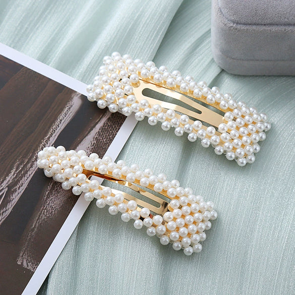 Wholesale Pearl Geometric Handmade French Retro Style Bb Clip Women's Hair Accessories
