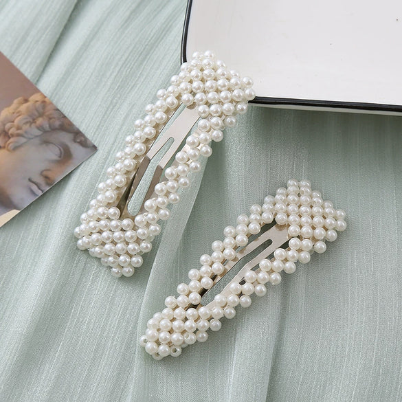 Wholesale Pearl Geometric Handmade French Retro Style Bb Clip Women's Hair Accessories