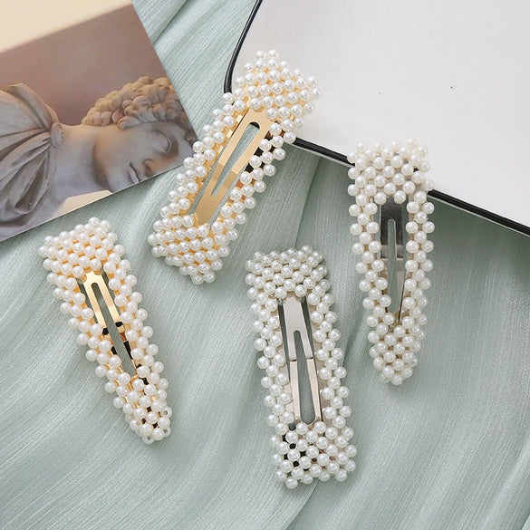 Wholesale Pearl Geometric Handmade French Retro Style Bb Clip Women's Hair Accessories