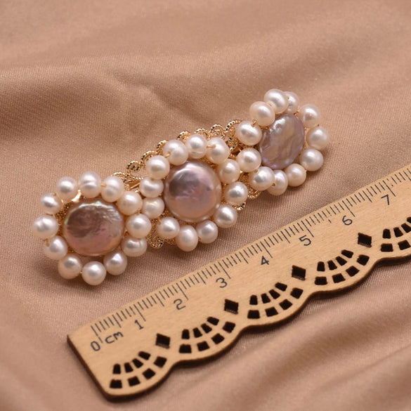 Wholesale Pearl Hairpin High Quality Natural Fresh Water Retro Style Pure Handmade Spring One Word Side Clip