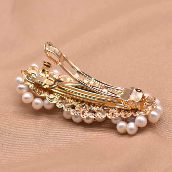 Wholesale Pearl Hairpin High Quality Natural Fresh Water Retro Style Pure Handmade Spring One Word Side Clip