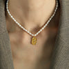Wholesale Pearl Necklace Geometric Flower Pattern 316L Stainless Steel Pendant Electroplating For Women
