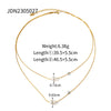 Wholesale Pearl Necklace Stainless Steel Inlaid Freshwater Pearl Double Layer Non Fading With Geometric Pattern Electroplated
