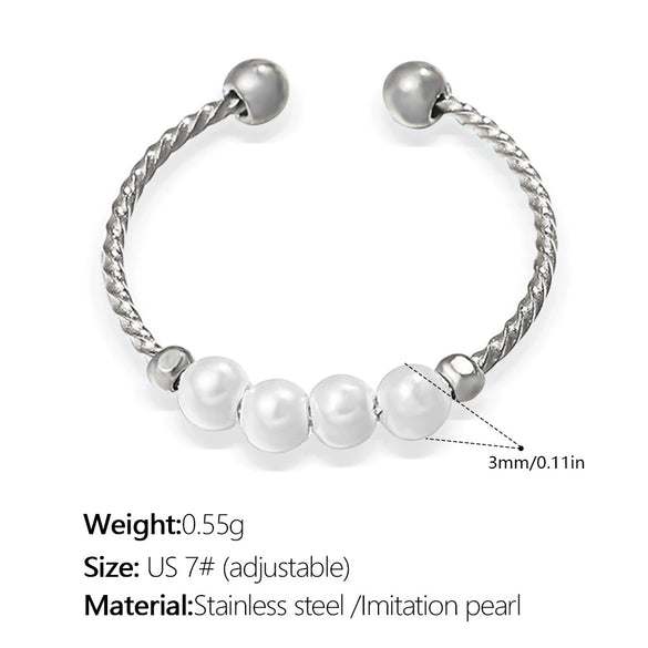 Wholesale Pearl Open Ring For Women Fashion Geometric Style Electroplated