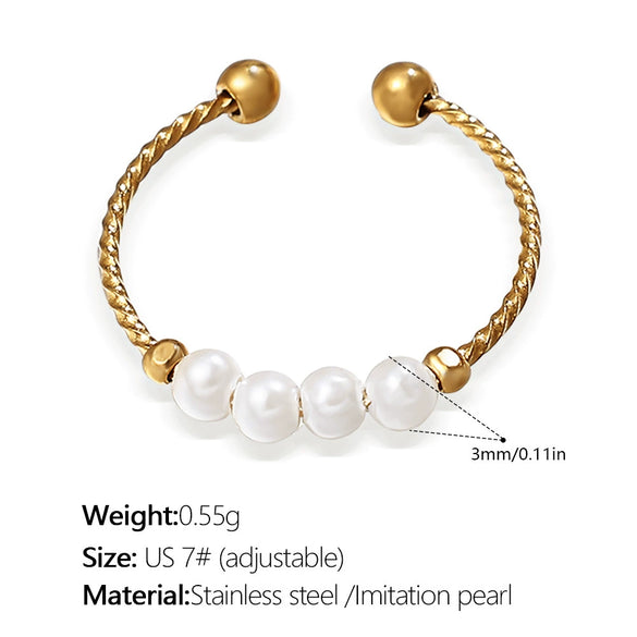 Wholesale Pearl Open Ring For Women Fashion Geometric Style Electroplated