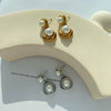 Wholesale Pearl Pendant Earrings For Women Stainless Steel Geometric Retro Elegant Heavy Industry Color Electroplated