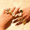 Wholesale Pearl Ring Stainless Steel Geometric Light Luxury Electroplated Jewelry For Women
