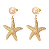 Wholesale Pearl Starfish Star Shaped Stainless Steel Stamped Earrings For Women