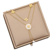 Wholesale Pearl Tassel Love Heart Shape Stainless Steel Double Layer O Chain Clavicle Necklace With Electroplating