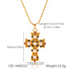 Wholesale Pearl Zircon Inlay Cross Earrings And 18K Gold Pvd Vacuum Plated Stainless Steel Necklace For Women