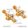 Wholesale Pearl Zircon Inlay Cross Earrings And 18K Gold Pvd Vacuum Plated Stainless Steel Necklace For Women