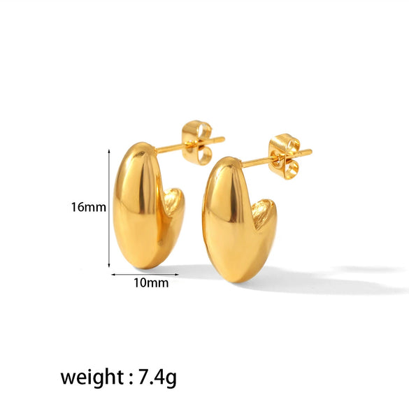 Wholesale Peas Oval Ear Stud Earrings Hypoallergenic Titanium Steel 18K Electroplated For Women