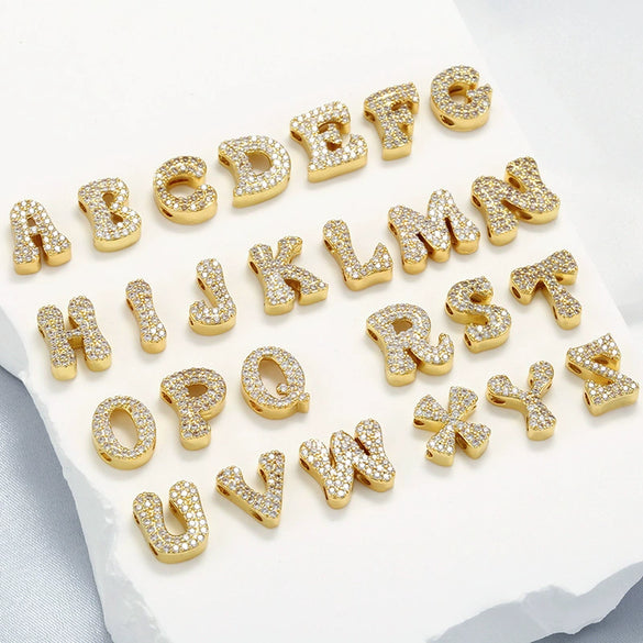 Wholesale Pendant Accessories Copper Plated 18K Real Gold Micro Inlaid English Letters Style