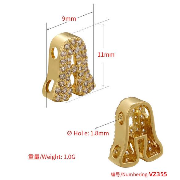 Wholesale Pendant Accessories Copper Plated 18K Real Gold Micro Inlaid English Letters Style