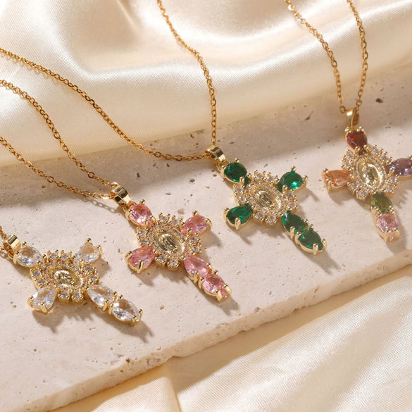 Wholesale Pendant Accessories Vintage Street Style Cross Copper Electroplated Twisted Chain Unisex