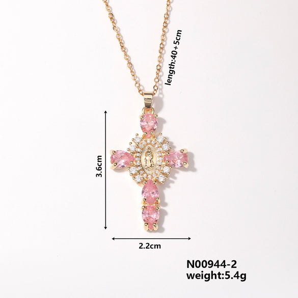 Wholesale Pendant Accessories Vintage Street Style Cross Copper Electroplated Twisted Chain Unisex