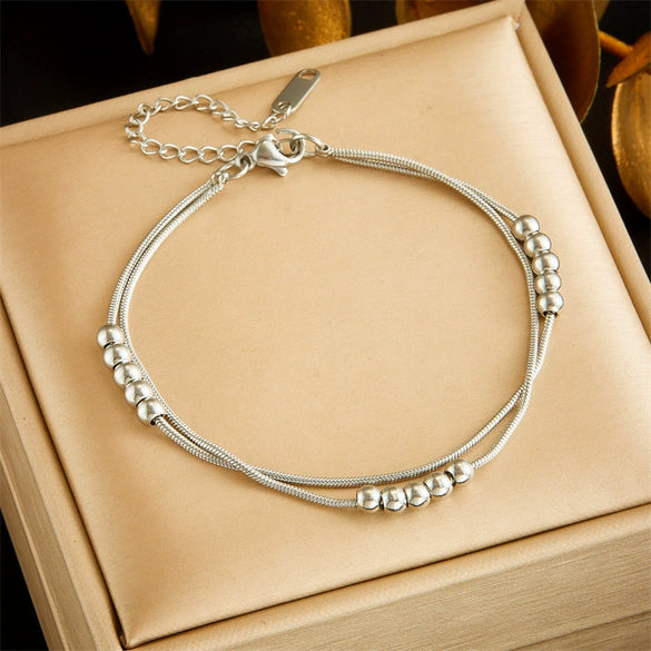 Wholesale Pendant Bracelet Titanium Steel Retro Fashion Doublelayered Diamondencrusted Round Blueeyed Star Lightning Design Electroplated