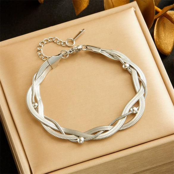 Wholesale Pendant Bracelet Titanium Steel Retro Fashion Doublelayered Diamondencrusted Round Blueeyed Star Lightning Design Electroplated