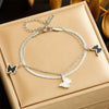 Wholesale Pendant Bracelet Titanium Steel Retro Fashion Doublelayered Diamondencrusted Round Blueeyed Star Lightning Design Electroplated
