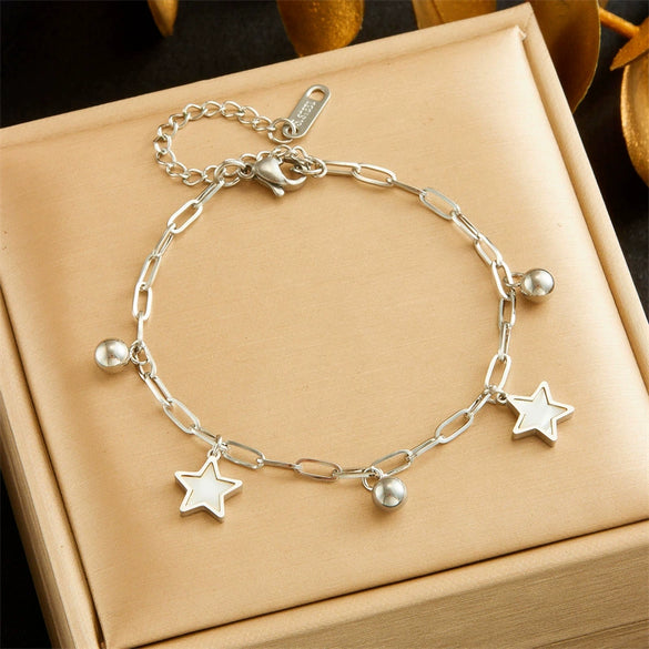 Wholesale Pendant Bracelet Titanium Steel Retro Fashion Doublelayered Diamondencrusted Round Blueeyed Star Lightning Design Electroplated