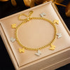 Wholesale Pendant Bracelet Titanium Steel Retro Fashion Doublelayered Diamondencrusted Round Blueeyed Star Lightning Design Electroplated