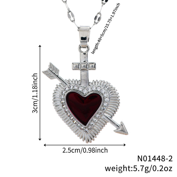 Wholesale Pendant Clavicle Necklace Copper Zircon Heart Shape Micropaved Electroplating For Women