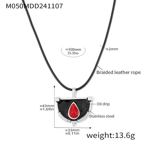 Wholesale Pendant Long Dress Chain Stainless Steel Leather Rope Geometric Pvd Electroplated