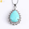 Wholesale Pendant Natural Stone Alloy Claw Inlaid Water Drop Pear Shaped Electroplated High Profile Luxury Unisex