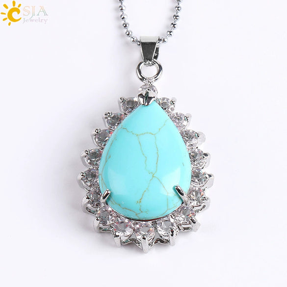 Wholesale Pendant Natural Stone Alloy Claw Inlaid Water Drop Pear Shaped Electroplated High Profile Luxury Unisex
