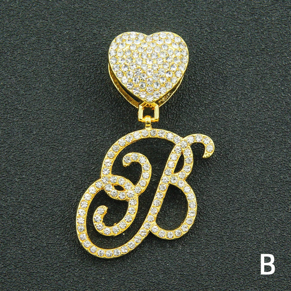 Wholesale Pendant Necklace Alloy Hiphop Style With Letter Pattern And Diamond Decoration Cuban Chain Accessories