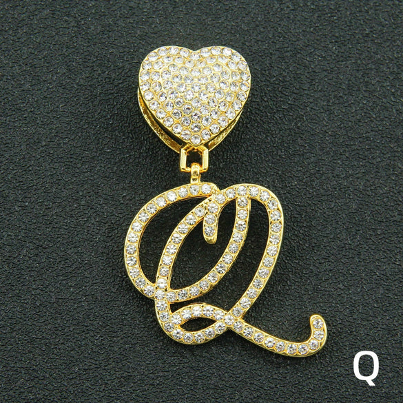 Wholesale Pendant Necklace Alloy Hiphop Style With Letter Pattern And Diamond Decoration Cuban Chain Accessories
