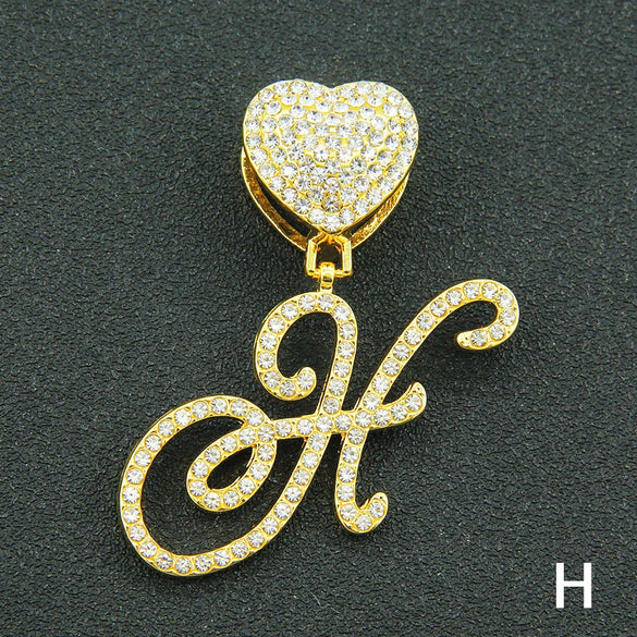 Wholesale Pendant Necklace Alloy Hiphop Style With Letter Pattern And Diamond Decoration Cuban Chain Accessories