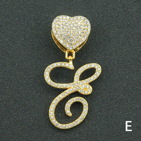 Wholesale Pendant Necklace Alloy Hiphop Style With Letter Pattern And Diamond Decoration Cuban Chain Accessories