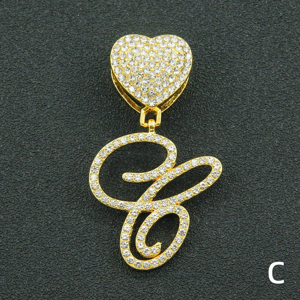 Wholesale Pendant Necklace Alloy Hiphop Style With Letter Pattern And Diamond Decoration Cuban Chain Accessories