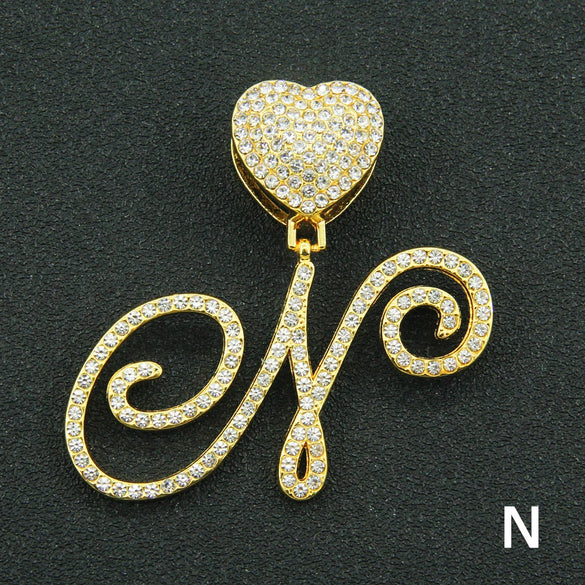 Wholesale Pendant Necklace Alloy Hiphop Style With Letter Pattern And Diamond Decoration Cuban Chain Accessories