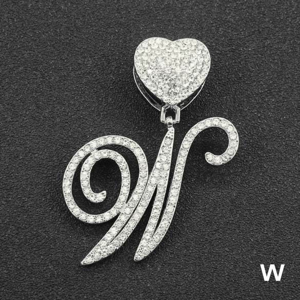 Wholesale Pendant Necklace Alloy Hiphop Style With Letter Pattern And Diamond Decoration Cuban Chain Accessories