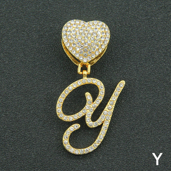 Wholesale Pendant Necklace Alloy Hiphop Style With Letter Pattern And Diamond Decoration Cuban Chain Accessories