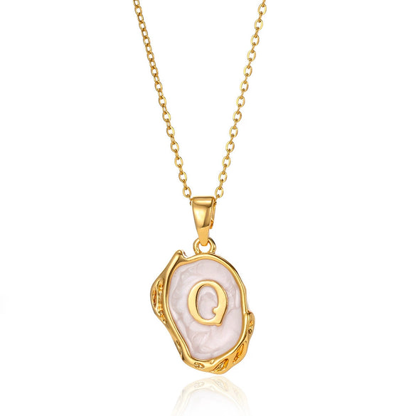 Wholesale Pendant Necklace Alloy Stainless Steel Letter Oil Drop 18K Gold Plated