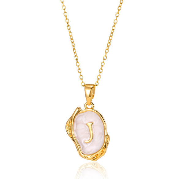 Wholesale Pendant Necklace Alloy Stainless Steel Letter Oil Drop 18K Gold Plated