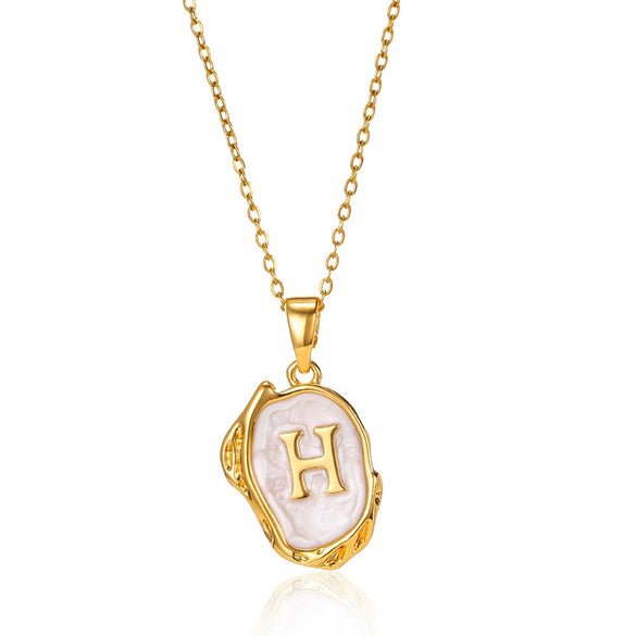 Wholesale Pendant Necklace Alloy Stainless Steel Letter Oil Drop 18K Gold Plated