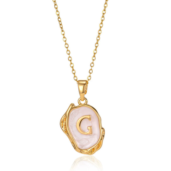 Wholesale Pendant Necklace Alloy Stainless Steel Letter Oil Drop 18K Gold Plated