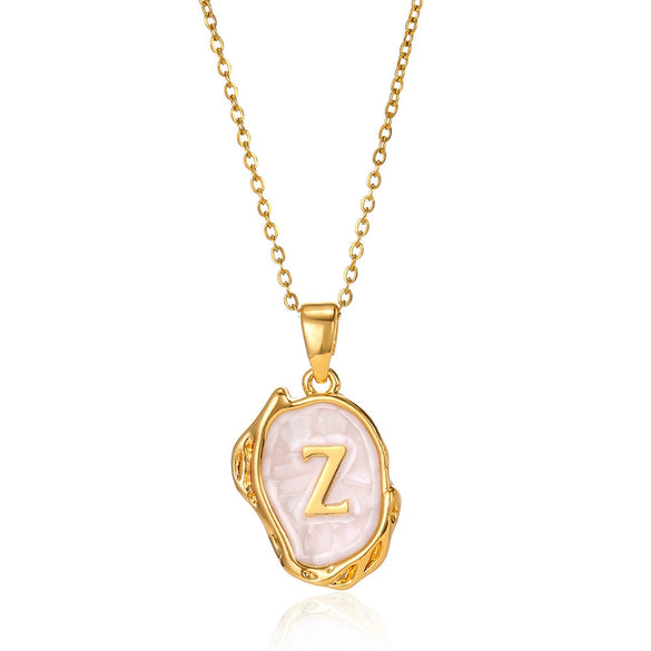 Wholesale Pendant Necklace Alloy Stainless Steel Letter Oil Drop 18K Gold Plated