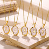 Wholesale Pendant Necklace Alloy Stainless Steel Letter Oil Drop 18K Gold Plated