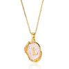 Wholesale Pendant Necklace Alloy Stainless Steel Letter Oil Drop 18K Gold Plated