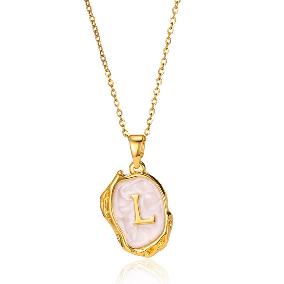Wholesale Pendant Necklace Alloy Stainless Steel Letter Oil Drop 18K Gold Plated