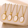 Wholesale Pendant Necklace Alloy Stainless Steel Letter Oil Drop 18K Gold Plated
