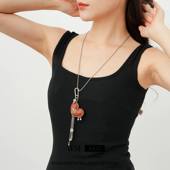 Wholesale Pendant Necklace Artificial Leather Alloy Heart Shape Geometric Electroplating For Women