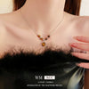 Wholesale Pendant Necklace Copper Alloy Geometric Brown Tiger Eye Stone Electroplating Clavicle Chain For Women Retro High Sense