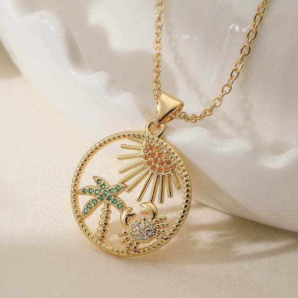 Wholesale Pendant Necklace Copper Geometric Turtle Crab Simple Stylish Women's