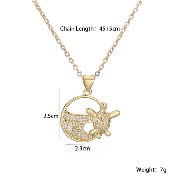 Wholesale Pendant Necklace Copper Geometric Turtle Crab Simple Stylish Women's